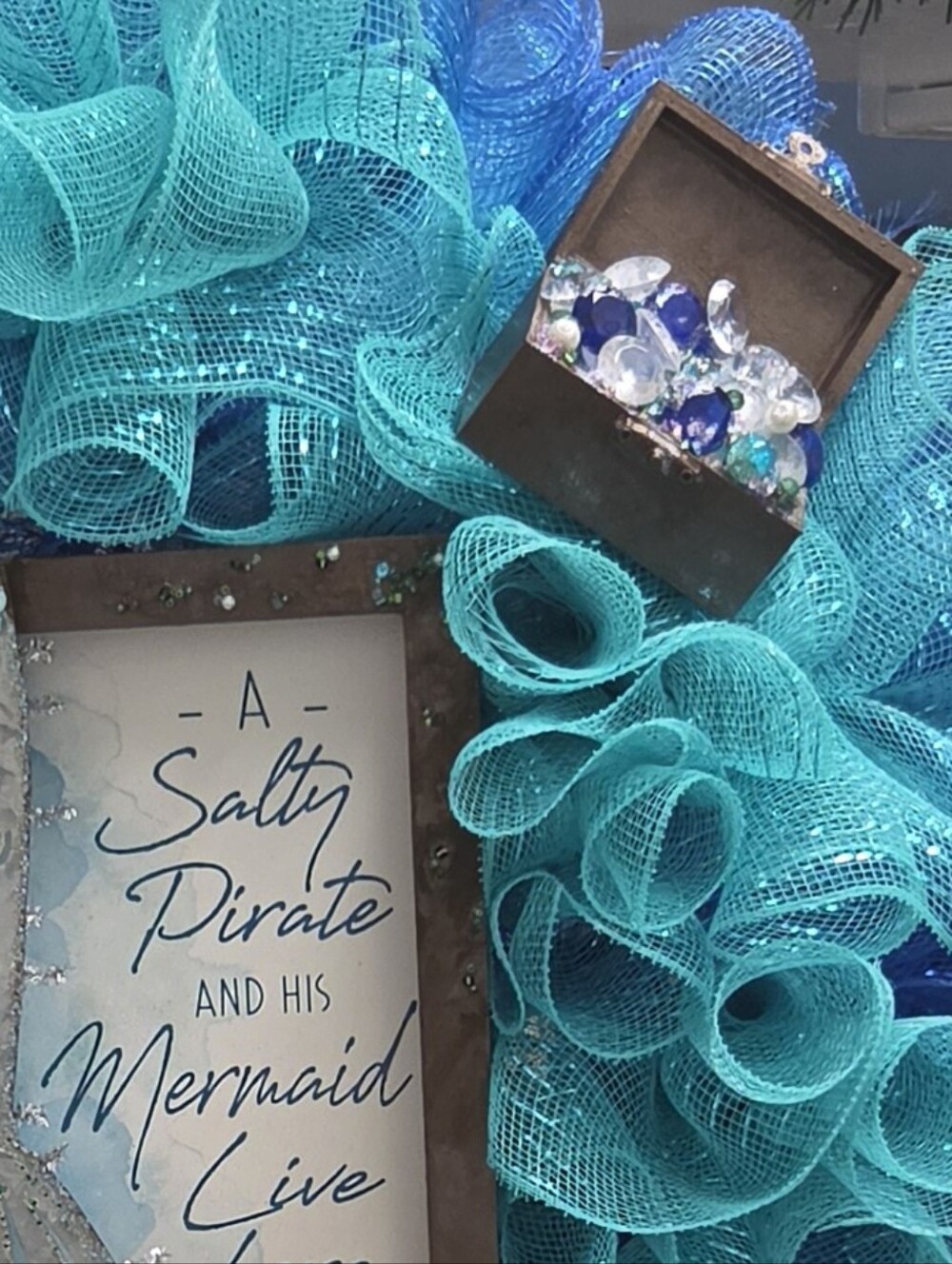 Mermaid Wreath - Teal Blue Decorative Coastal Wreath